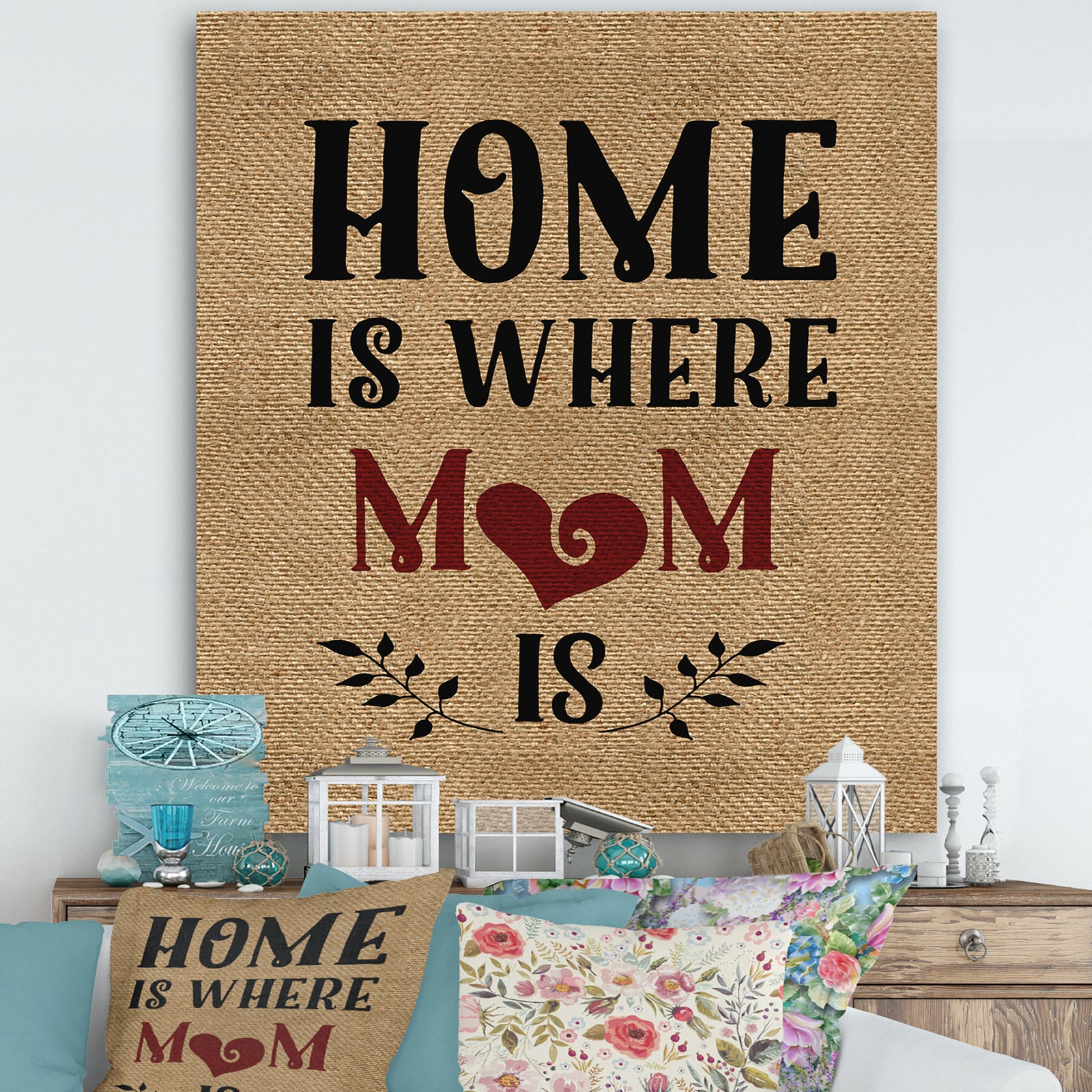 Home is Mom - Cottage Canvas Artwork