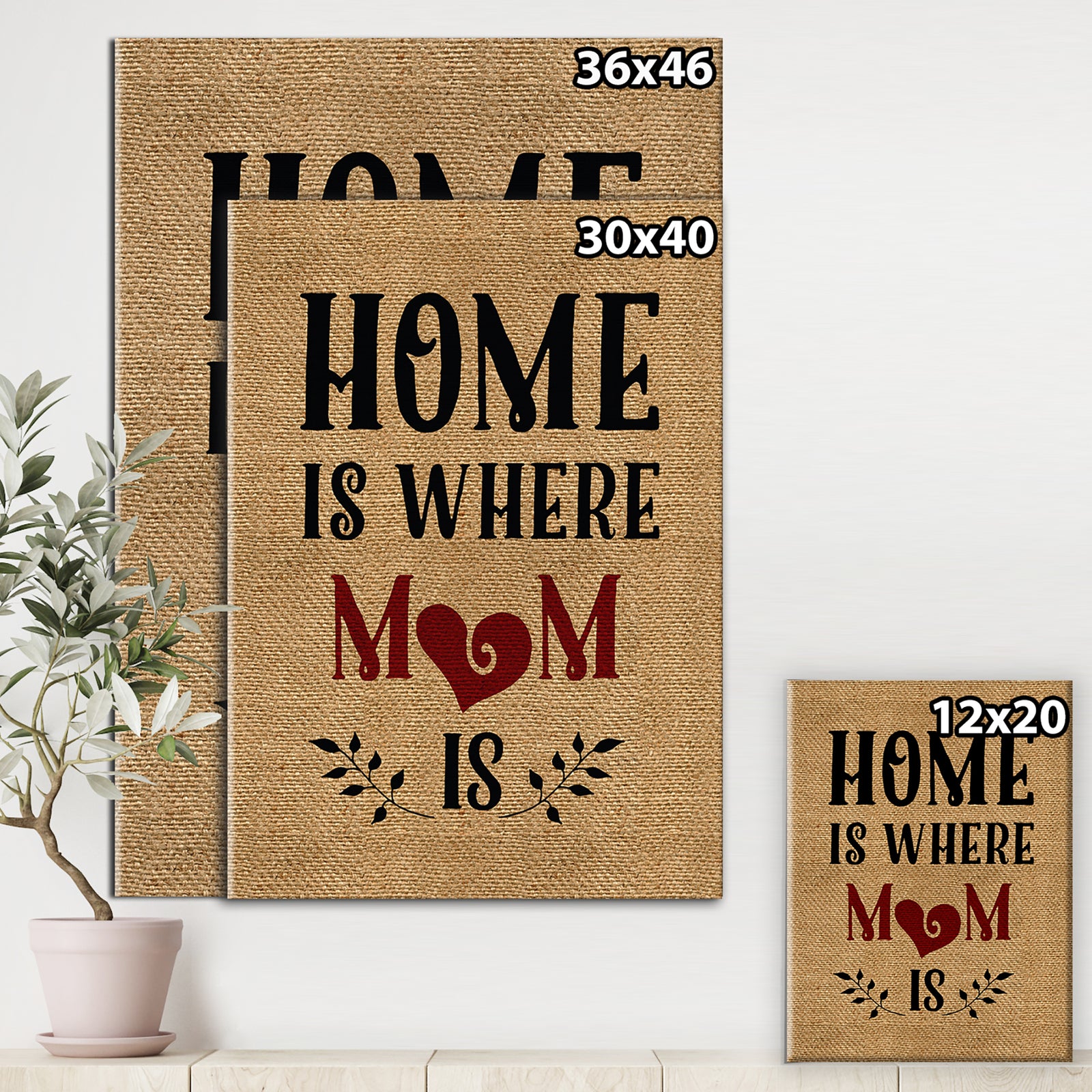 Home is Mom - Cottage Canvas Artwork