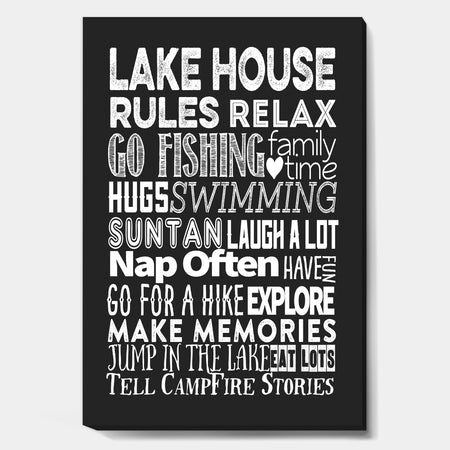 Lake House Rules - Lake House Premium Canvas Wall Art