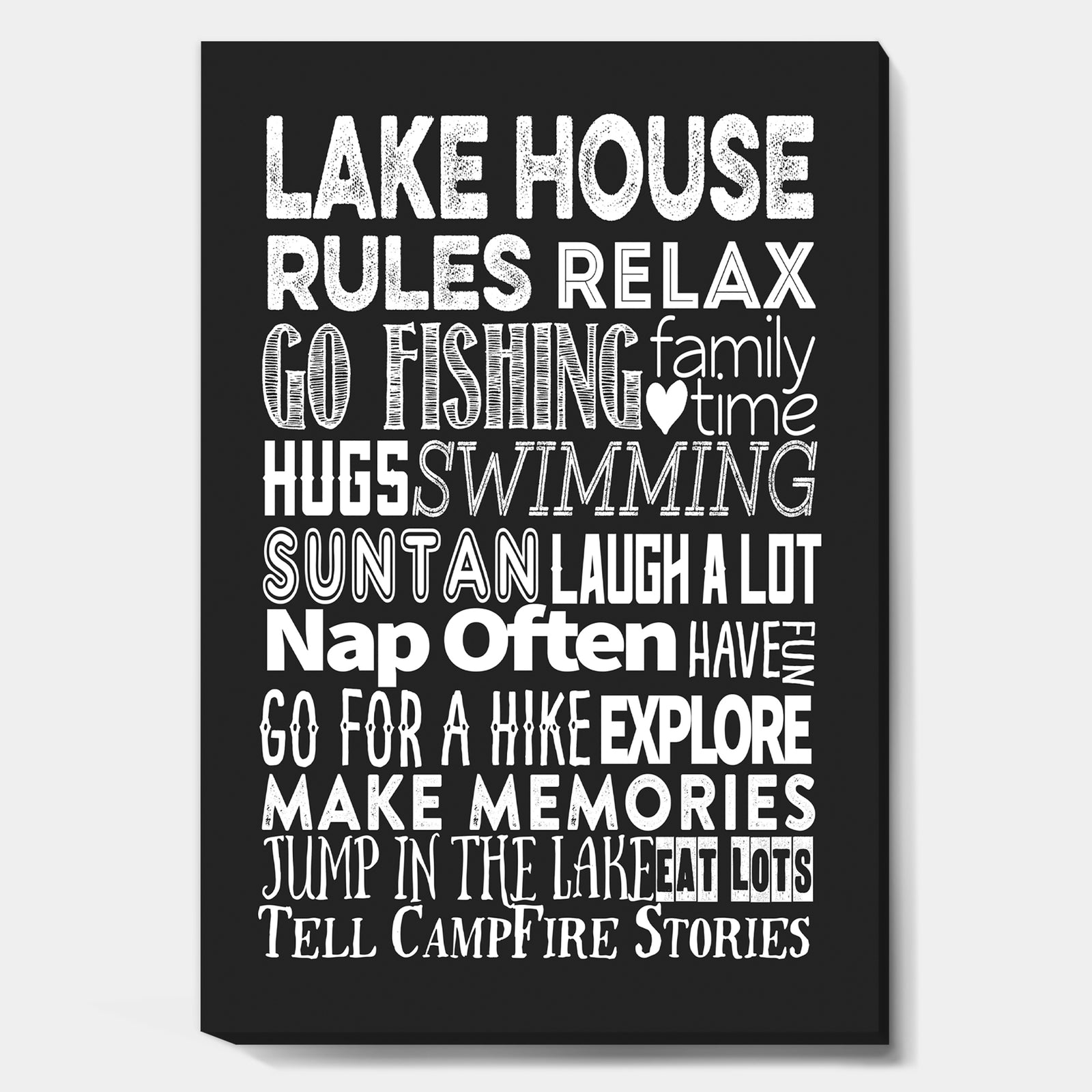 Lake House Rules - Lake House Premium Canvas Wall Art