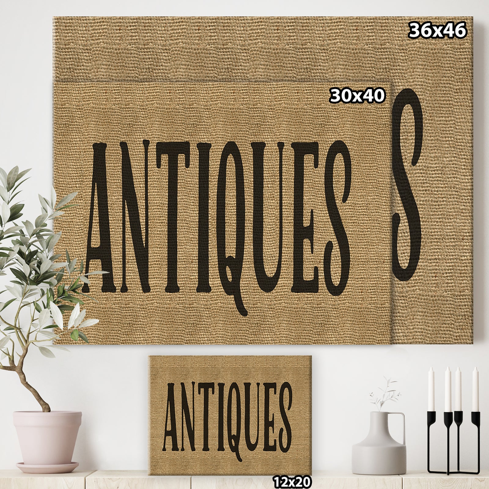 Antiques Burlap
 - Cottage Canvas Wall Art
