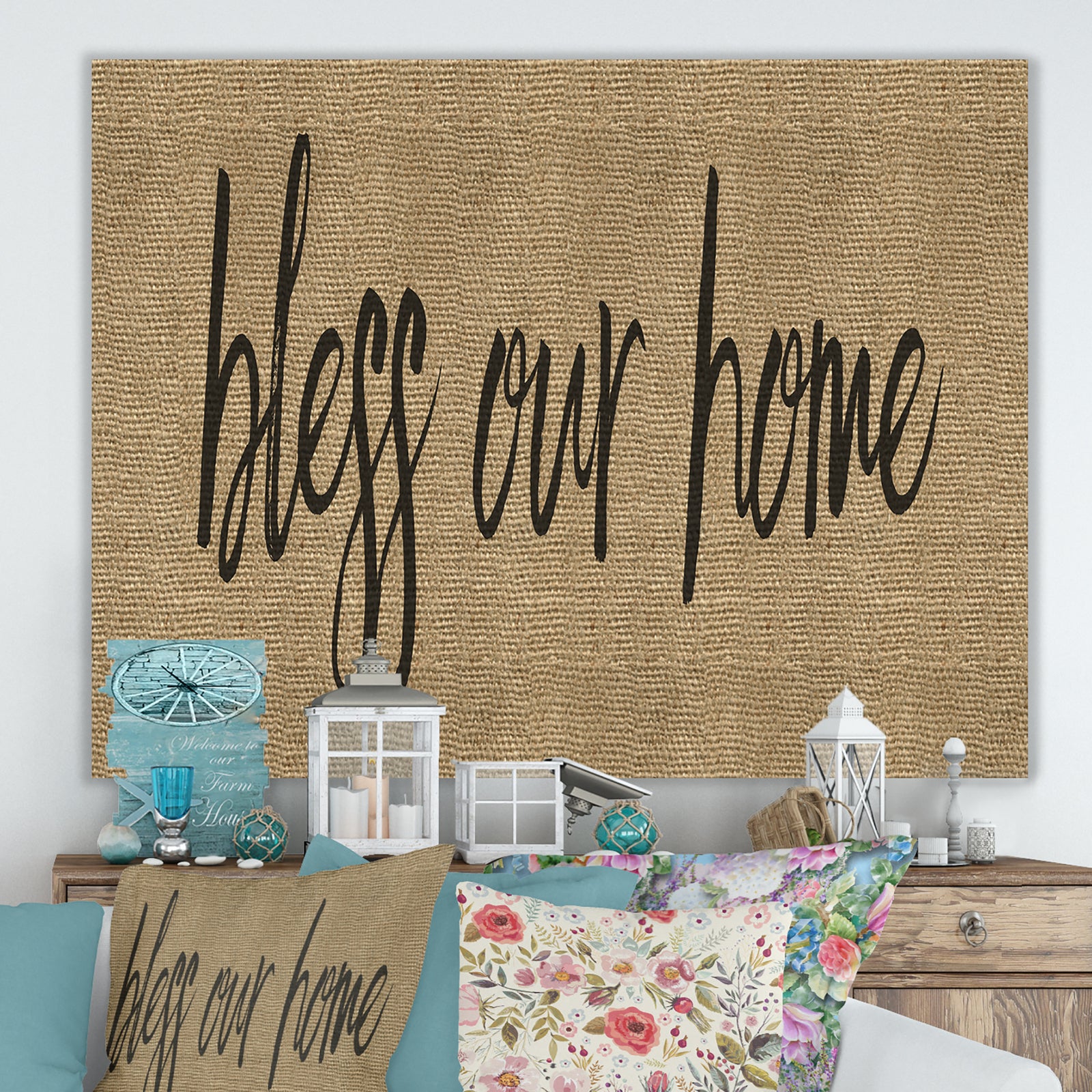 Bless our Home - Cottage Canvas Art Print