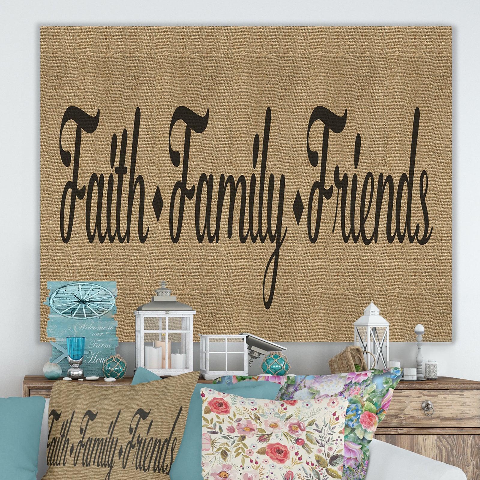 Faith Family Friends - Cottage Canvas Artwork