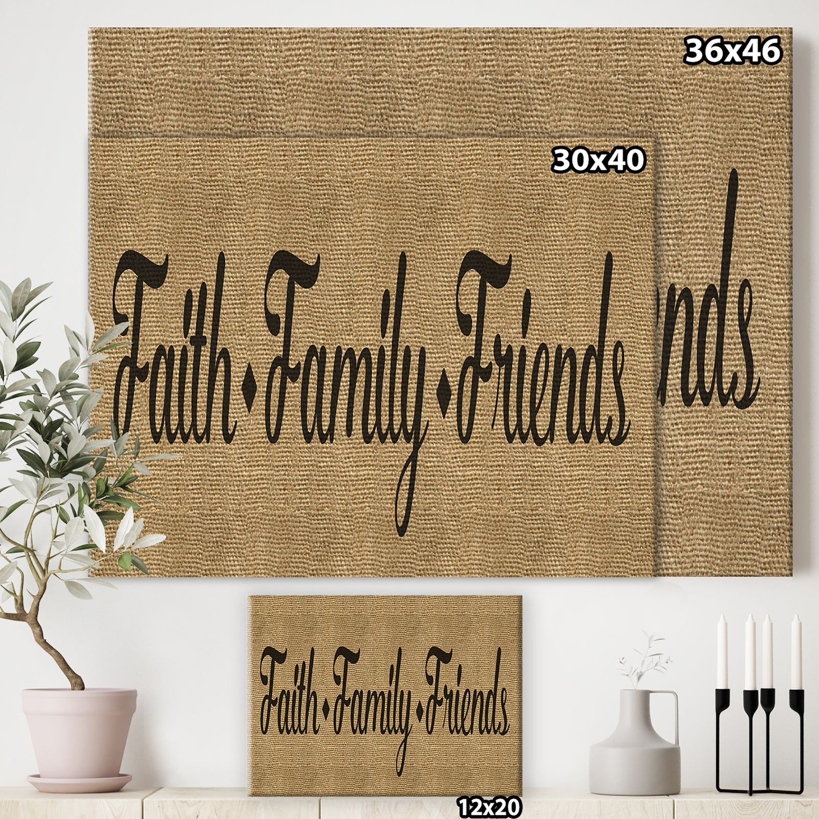 Faith Family Friends - Cottage Canvas Artwork