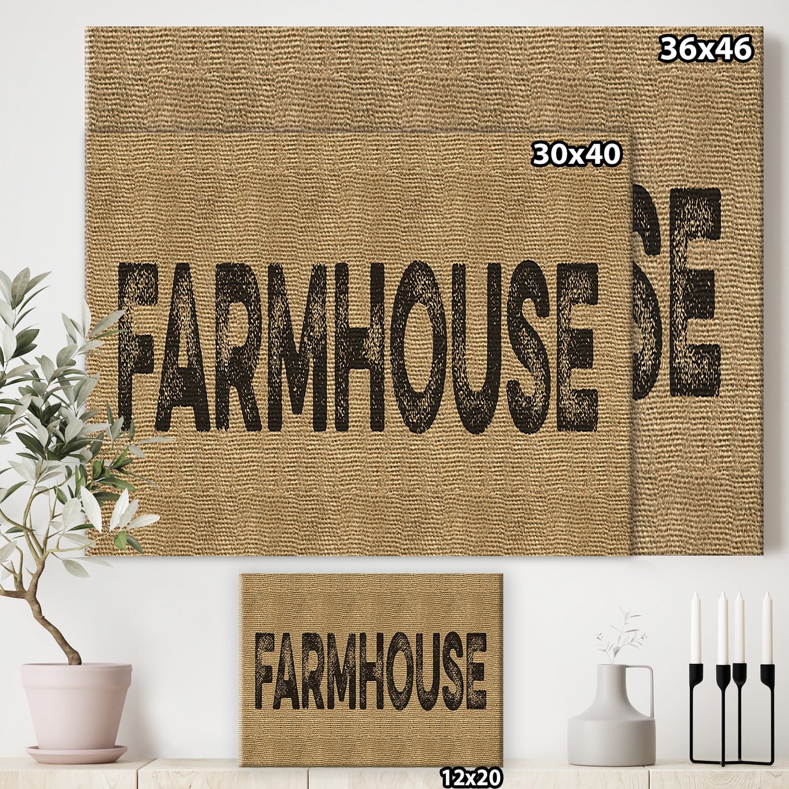 Farmhouse On Jute - Farmhouse Premium Canvas Wall Art