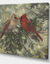 Kissing Cardinals - Cottage Canvas Wall Art