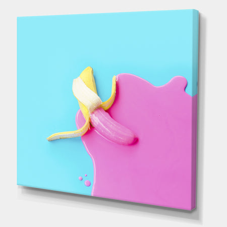 Pink And Blue Banana - Modern & Contemporary Canvas Artwork