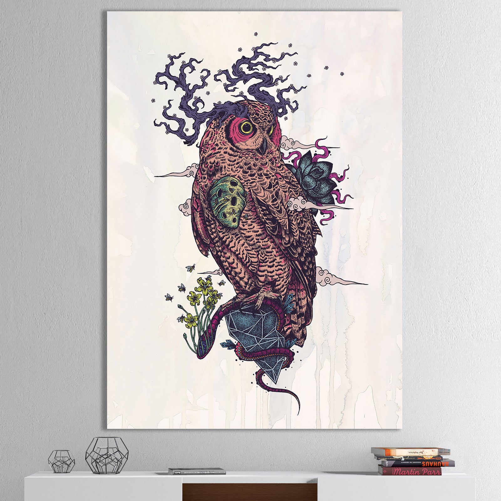 Diamond Owl Wisdom - Modern & Contemporary Canvas Art Print