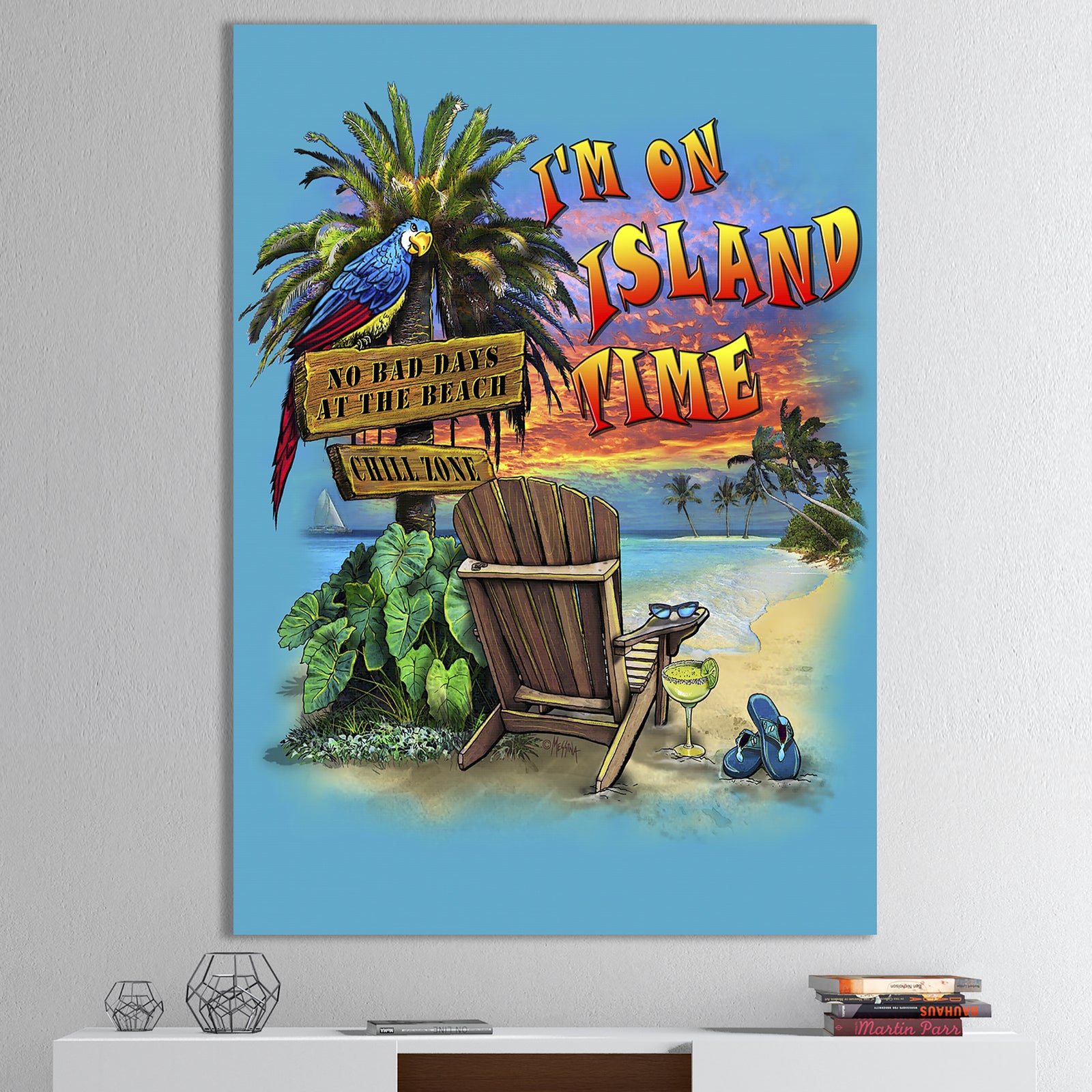 Tropical Vibes Island Time - Cottage Canvas Wall Art