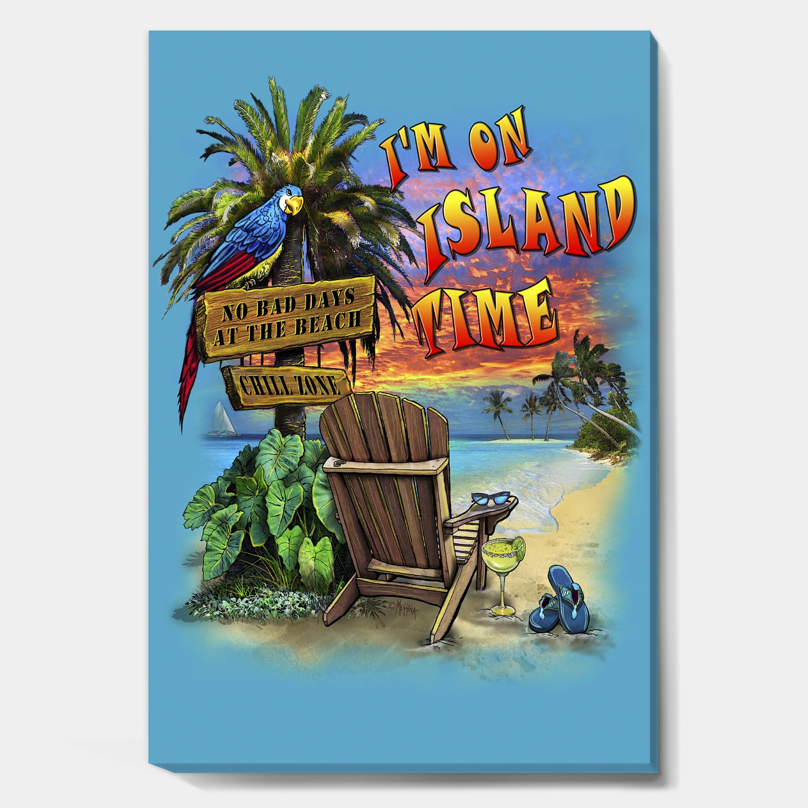 Tropical Vibes Island Time - Cottage Canvas Wall Art