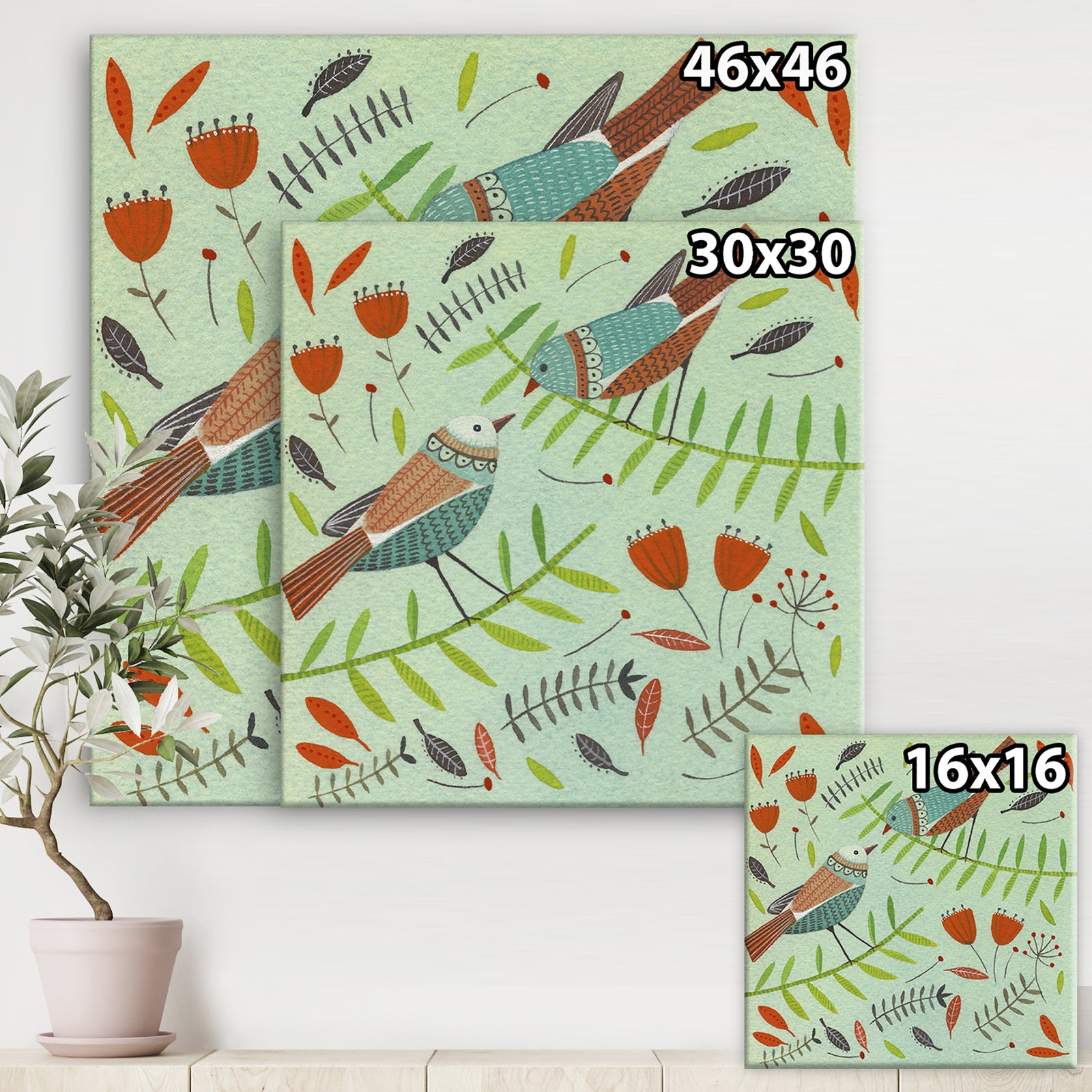 Bird Design 10 - Cottage Canvas Artwork