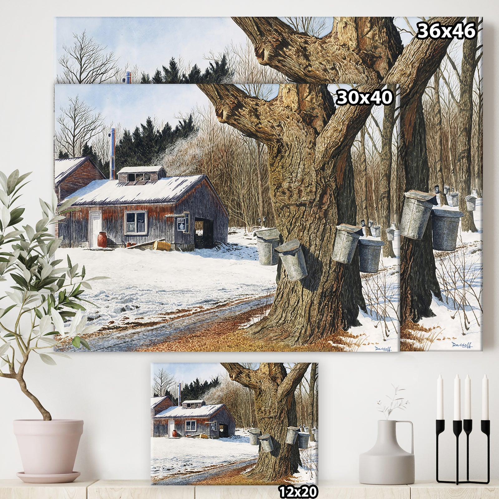 Sugarhouse Near Becket - Farmhouse Premium Canvas Wall Art
