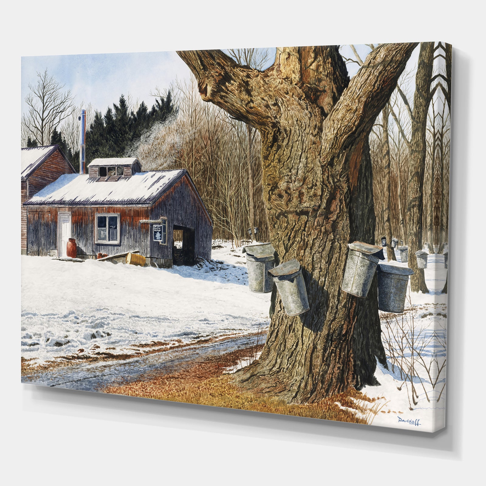 Sugarhouse Near Becket - Farmhouse Premium Canvas Wall Art