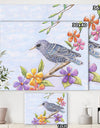 Starling Bird with Flowers - Cottage Canvas Art Print