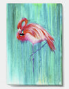 Pink Flamingo In Blue - Cottage Gallery-wrapped Canvas