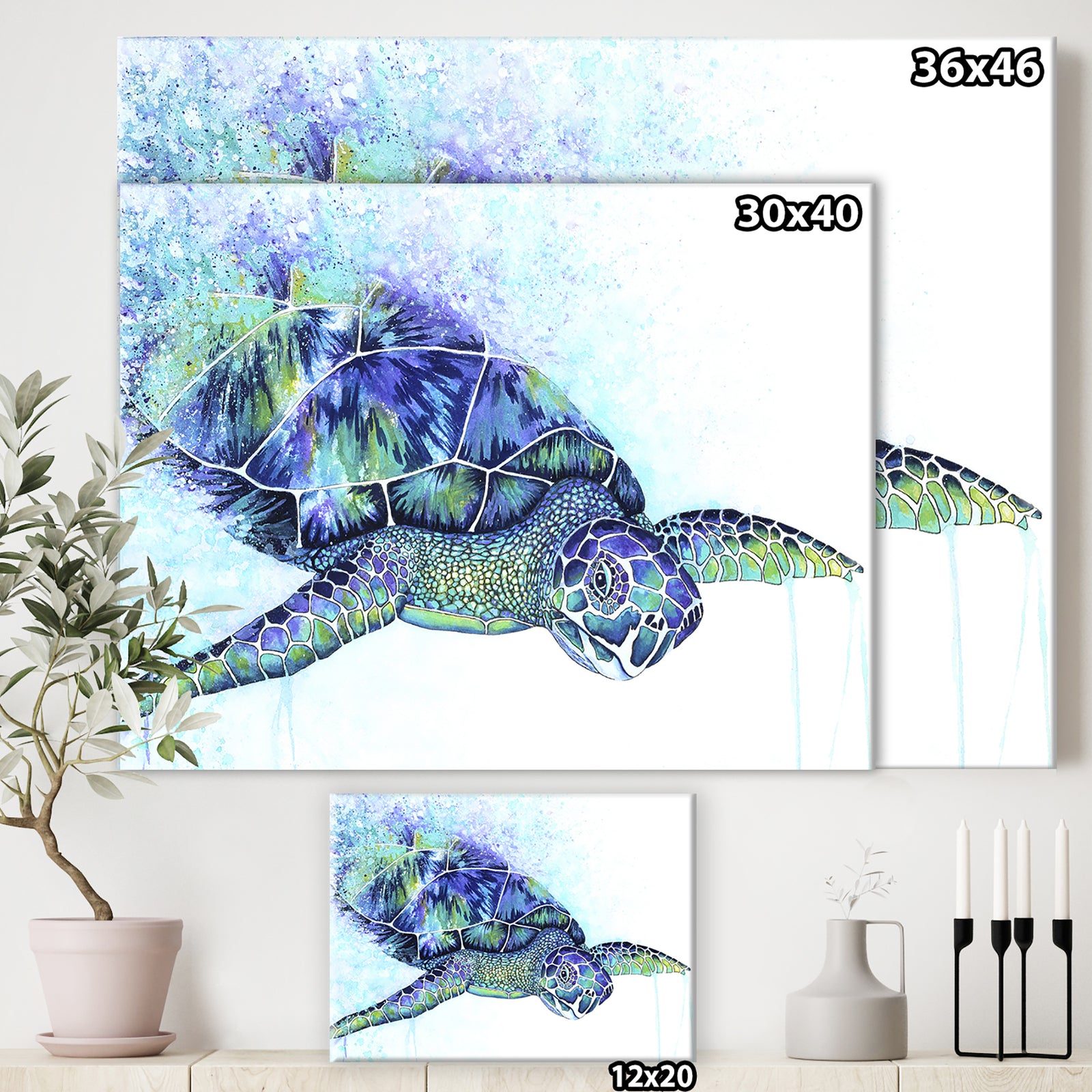 Sea Turtle - Cottage Canvas Artwork