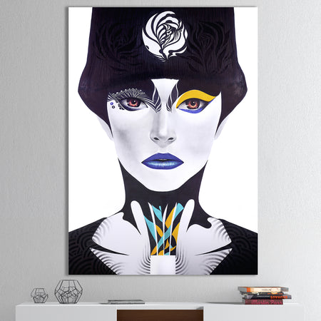 Urban Woman With Blue Lips - Modern & Contemporary Gallery-wrapped Canvas