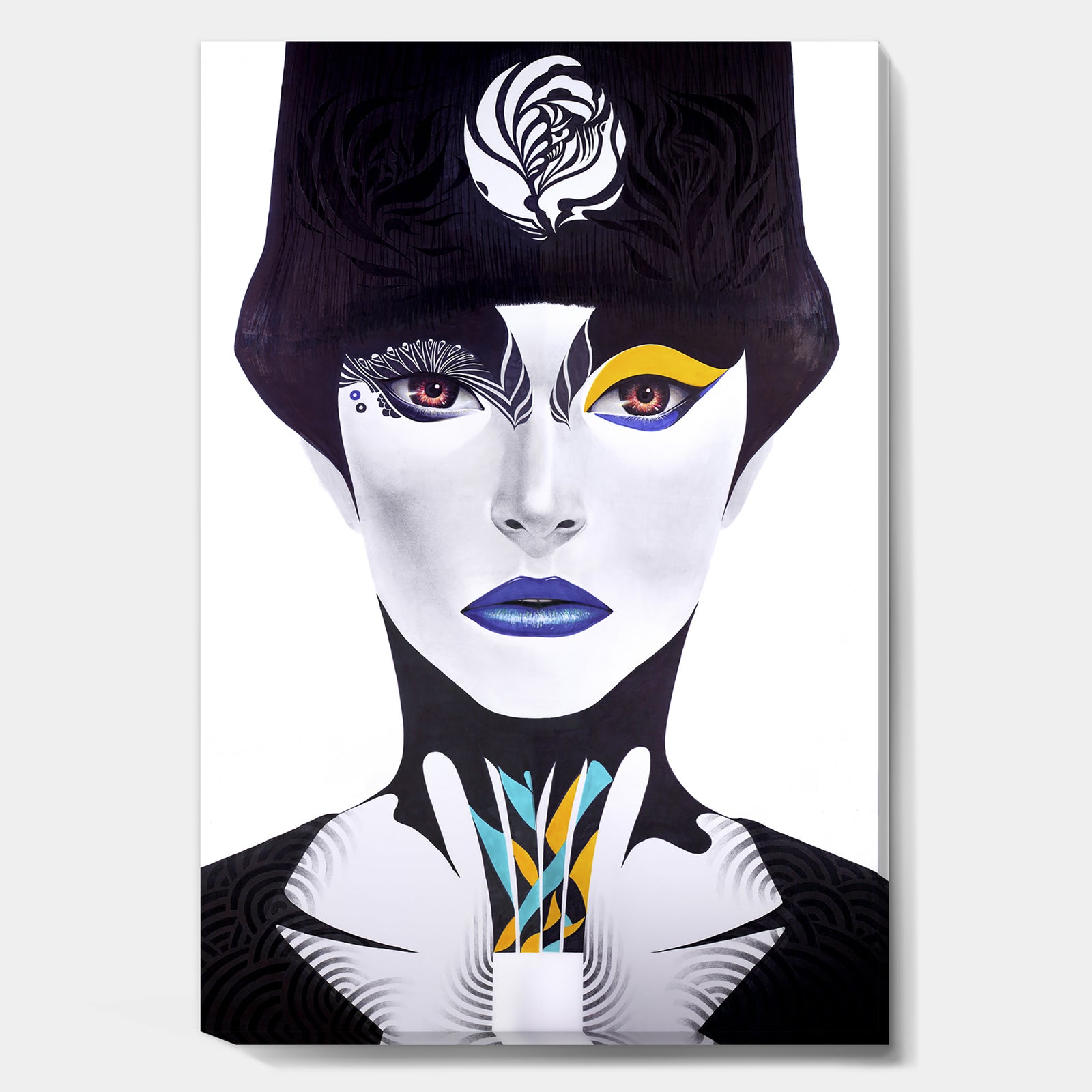 Urban Woman With Blue Lips - Modern & Contemporary Gallery-wrapped Canvas