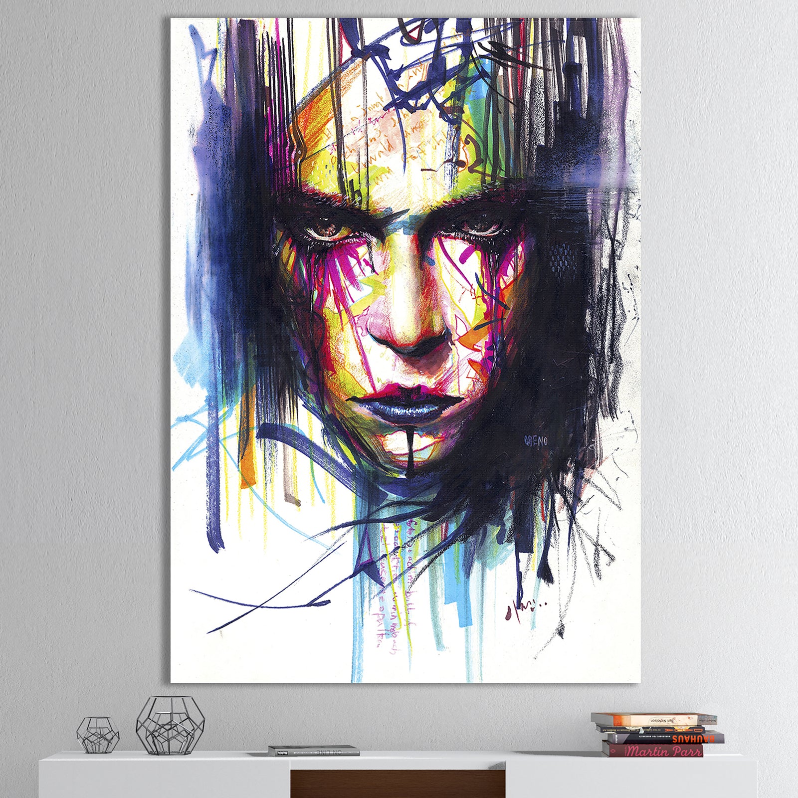 Colorful Gazing Man - Modern & Contemporary Canvas Art Print