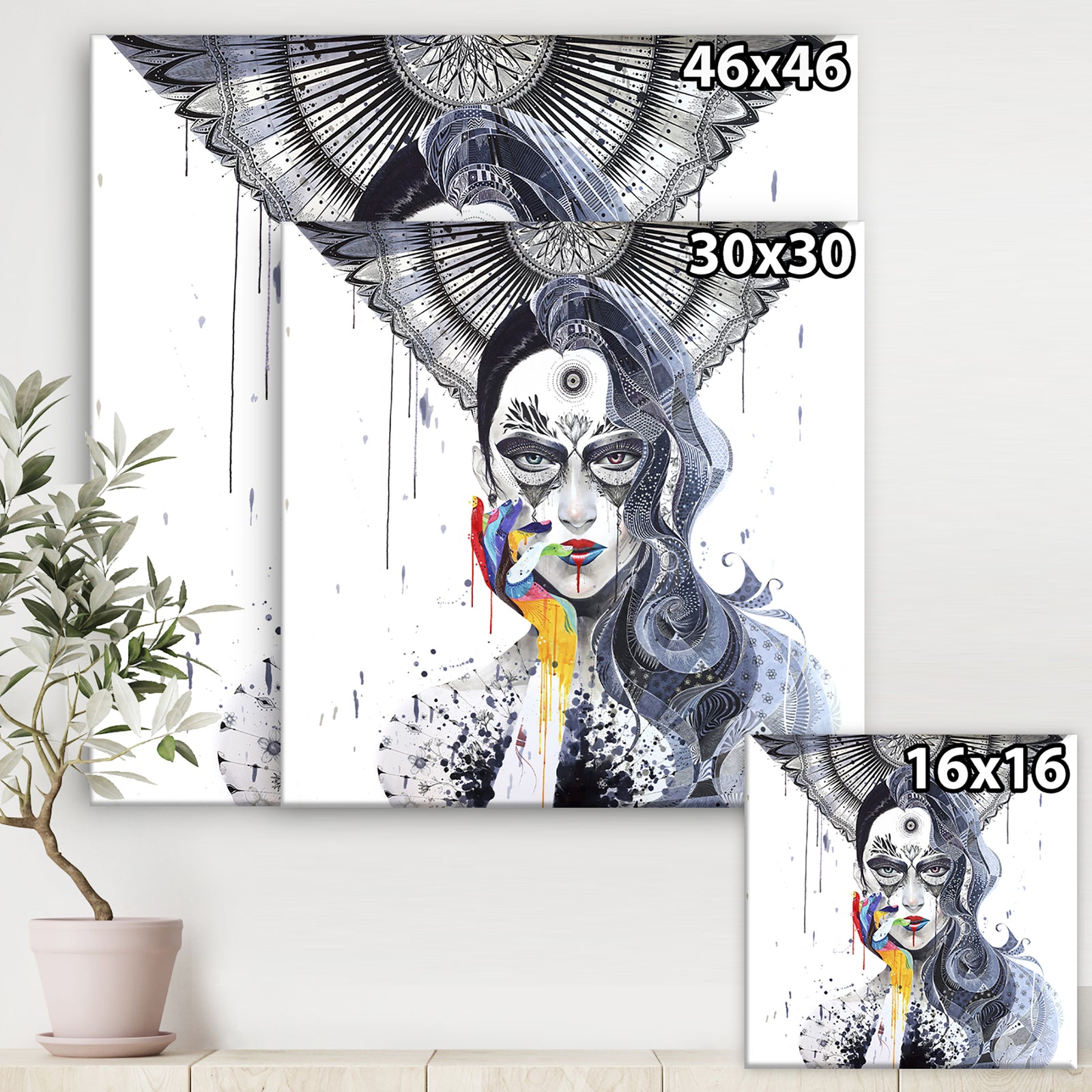 Urban Lady With Rainbow Hand - Modern & Contemporary Premium Canvas Wall Art
