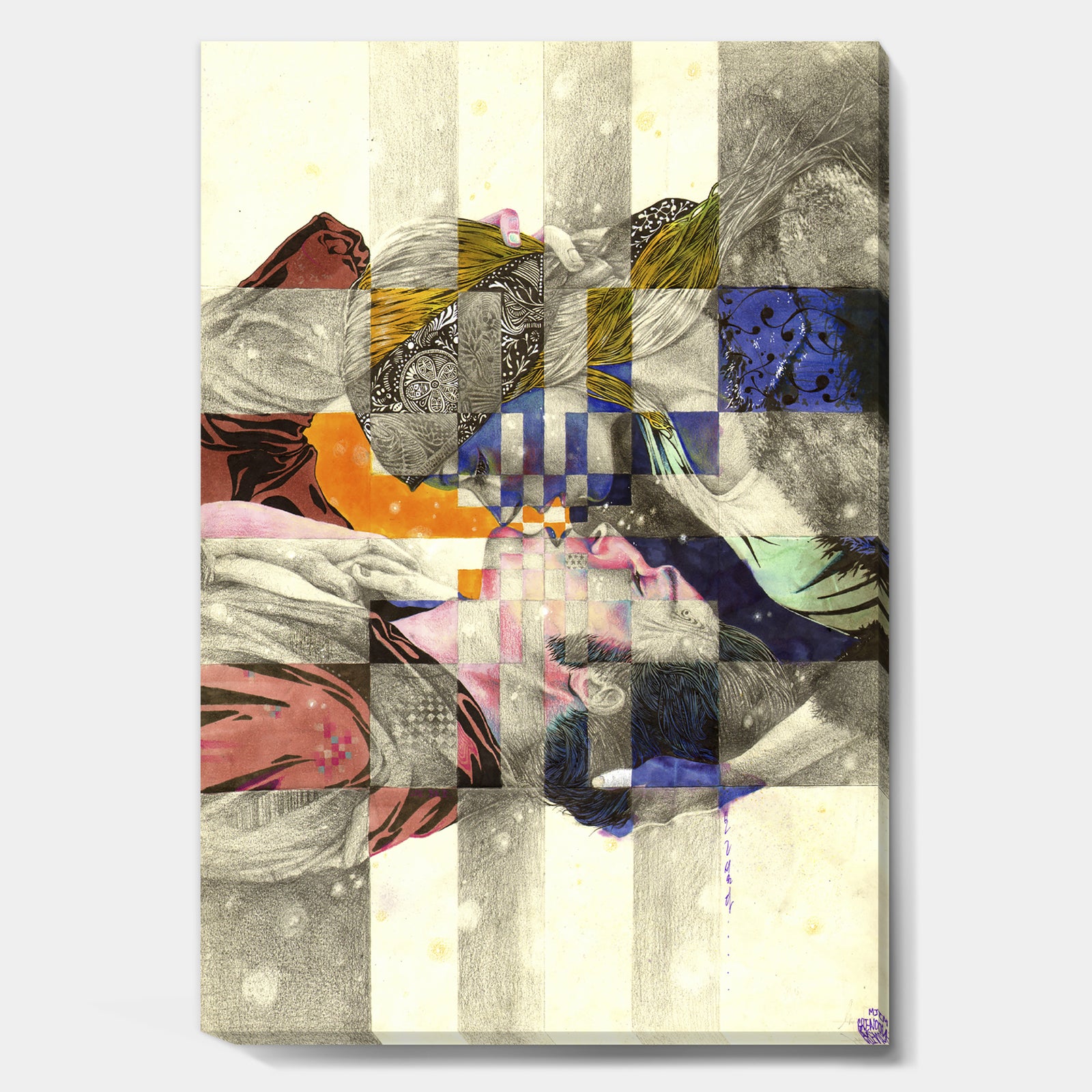 Urban Couple Colorful Kiss - Modern & Contemporary Canvas Wall Art