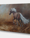 Running Brown Horse - Cottage Canvas Wall Art