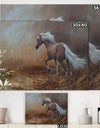 Running Brown Horse - Cottage Canvas Wall Art