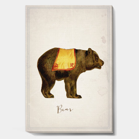 Circus Animals Bear - Cottage Premium Canvas Wall Art