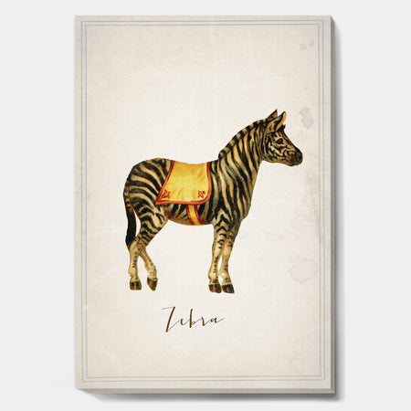 Circus Animals Zebra - Cottage Canvas Wall Art