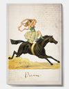 Dream Young Lady On Black Stallion - Cottage Canvas Art Print