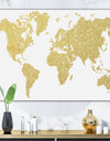 Golden Map Of The Earth - Fashion Canvas Art Print