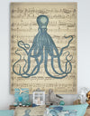 Octopus Music Score II - Nautical & Coastal Premium Canvas Wall Art