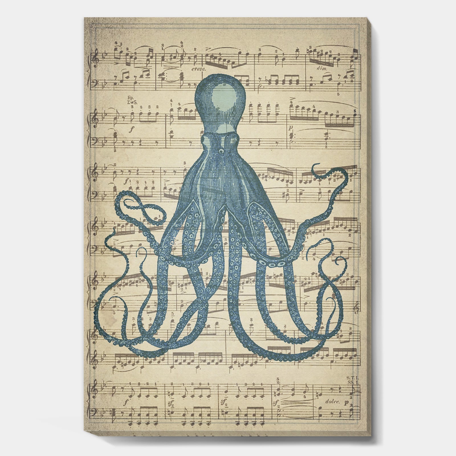 Octopus Music Score II - Nautical & Coastal Premium Canvas Wall Art