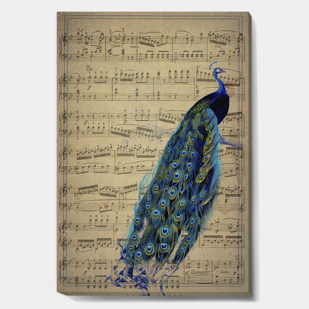 Peacock Music Score - Cottage Gallery-wrapped Canvas