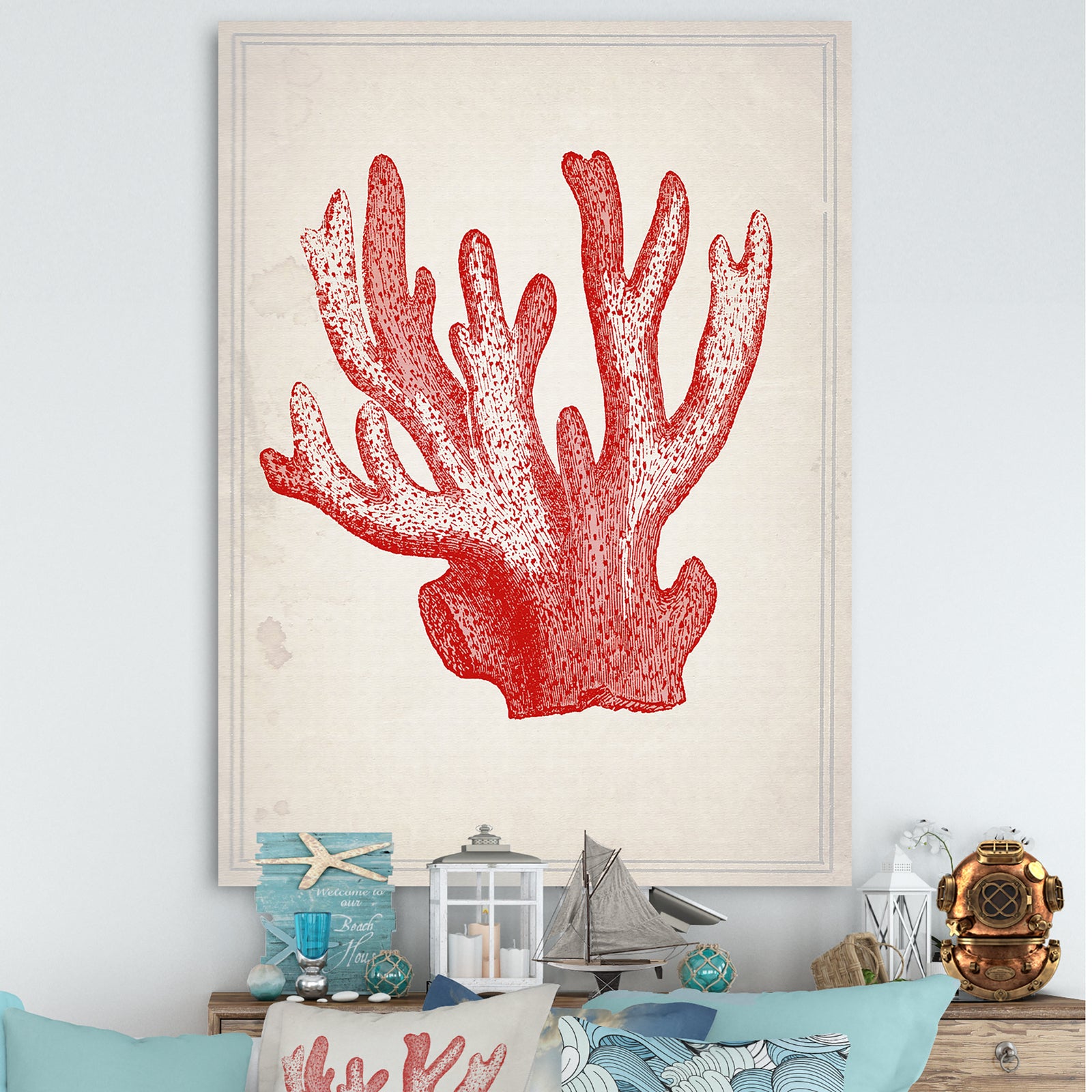 Red Coral 3 - Nautical & Coastal Gallery-wrapped Canvas