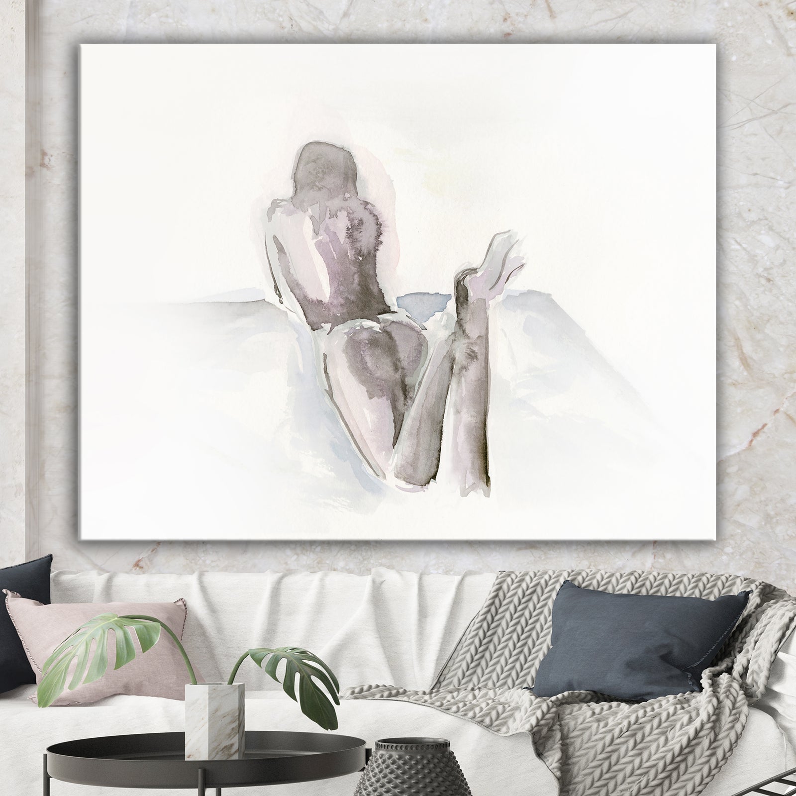 Watercolour Nude 1 - Traditional Canvas Wall Art