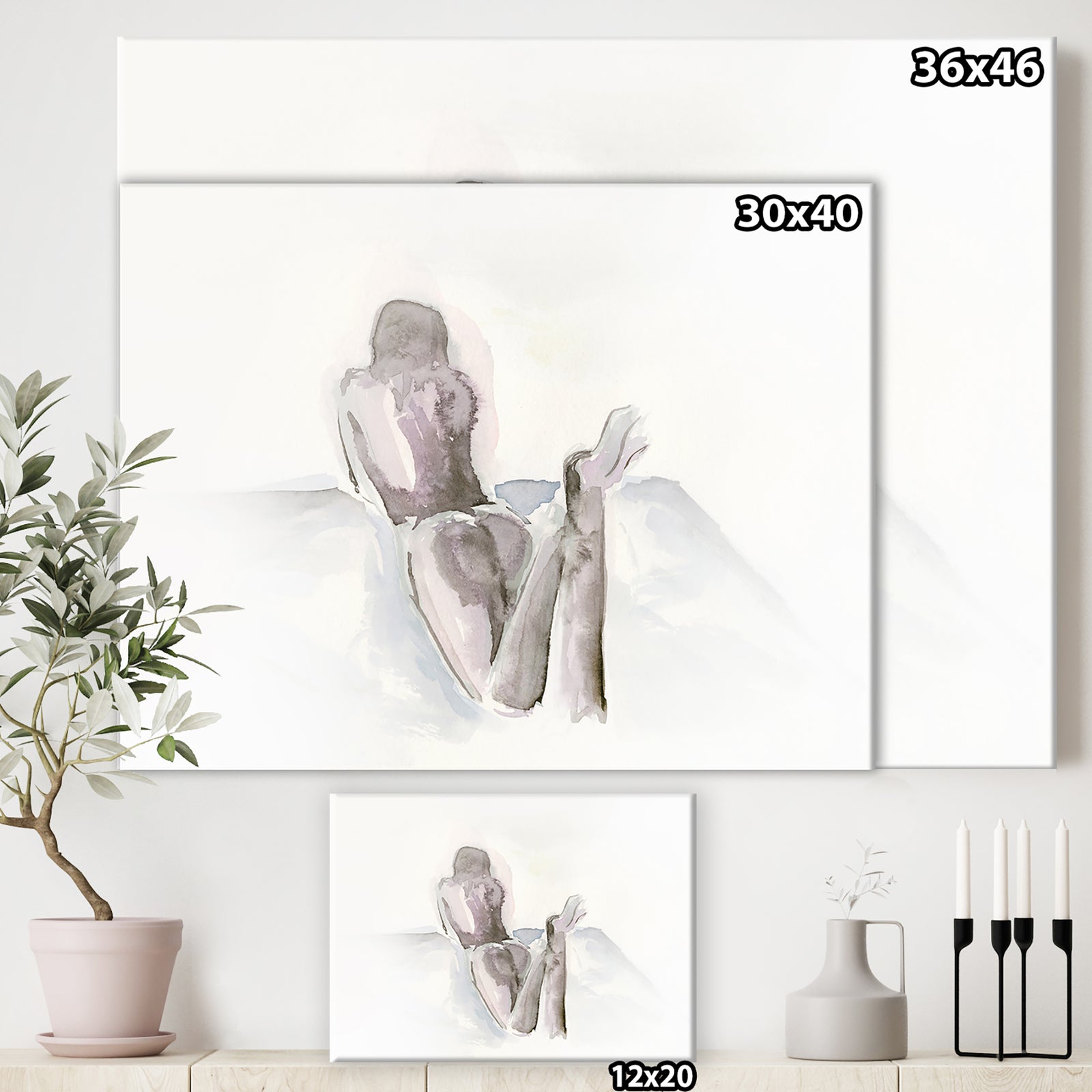 Watercolour Nude 1 - Traditional Canvas Wall Art