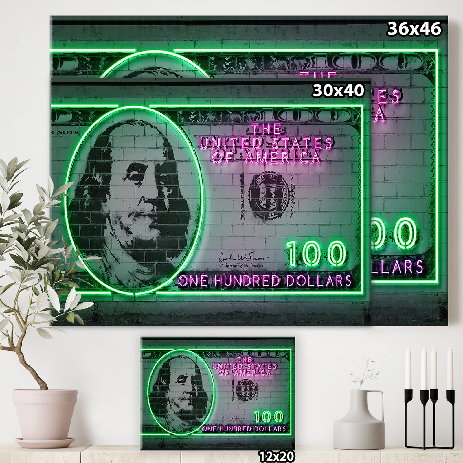 100 dollars - Modern & Contemporary Canvas Artwork