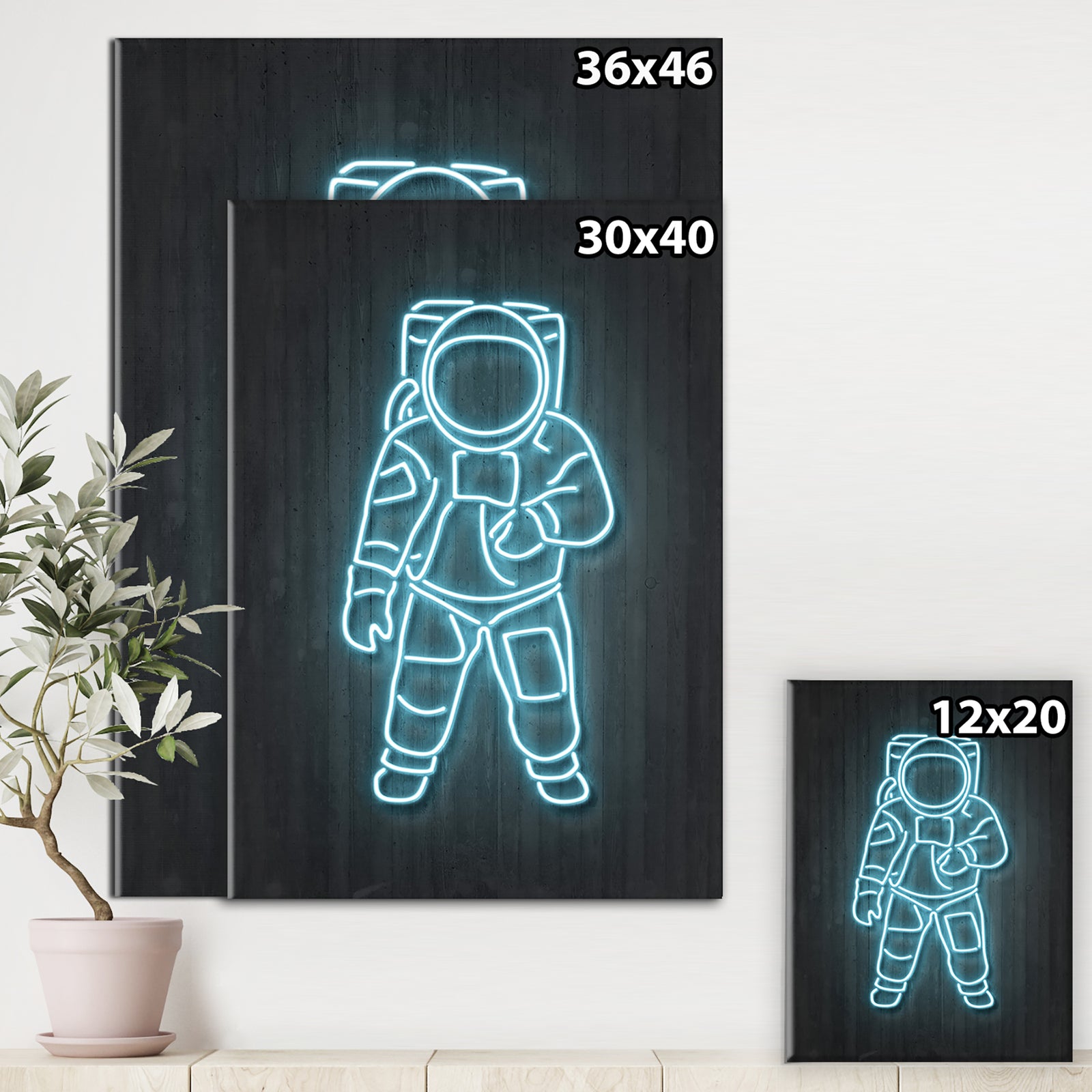 Neon Astronaut - Modern & Contemporary Premium Canvas Wall Art