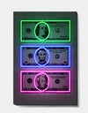 Founding Fathers Neon Dollar - Modern & Contemporary Canvas Wall Art