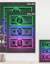 Founding Fathers Neon Dollar - Modern & Contemporary Canvas Wall Art