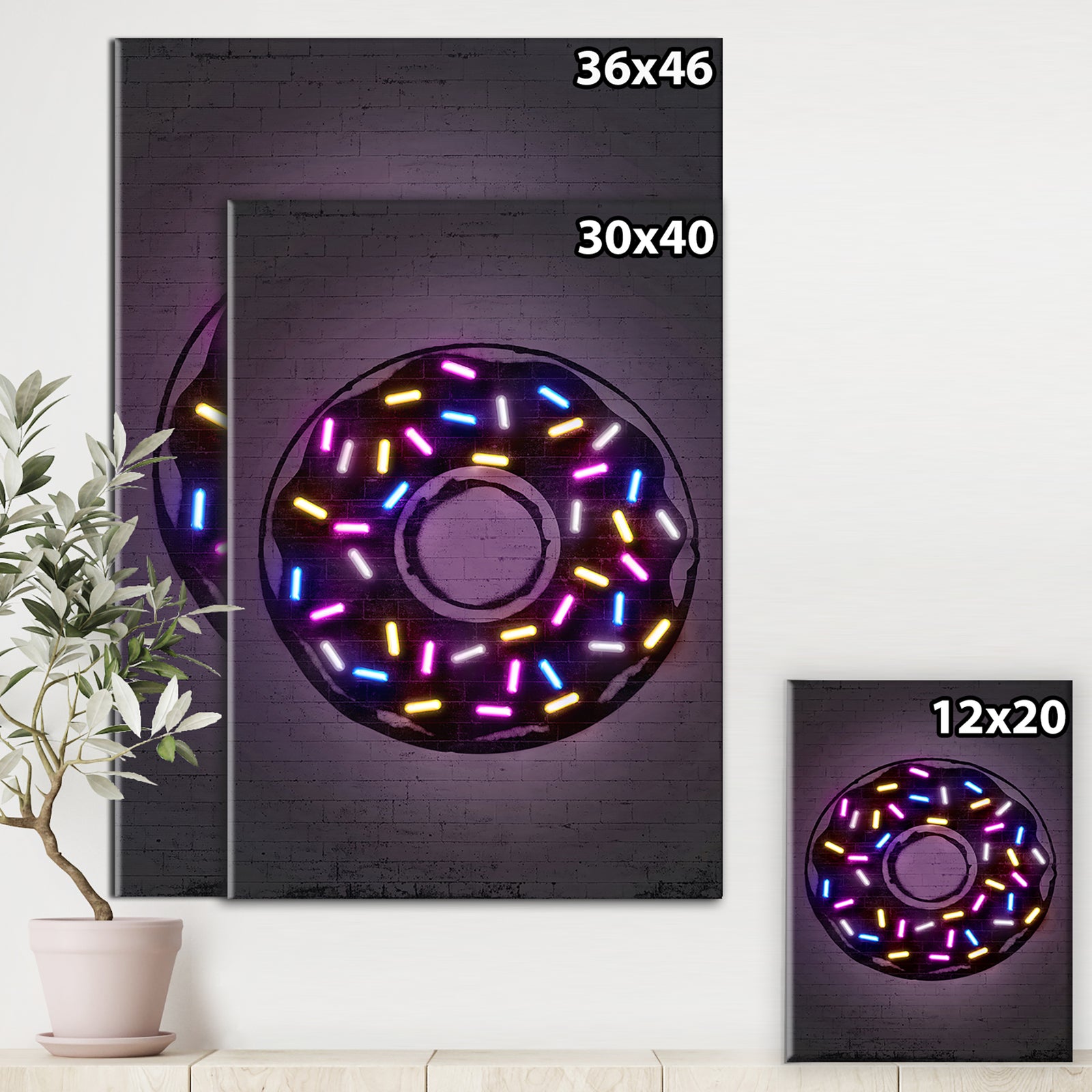 Neon Sugar Fantasy Donut - Modern & Contemporary Canvas Art Print