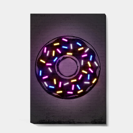 Neon Sugar Fantasy Donut - Modern & Contemporary Canvas Art Print