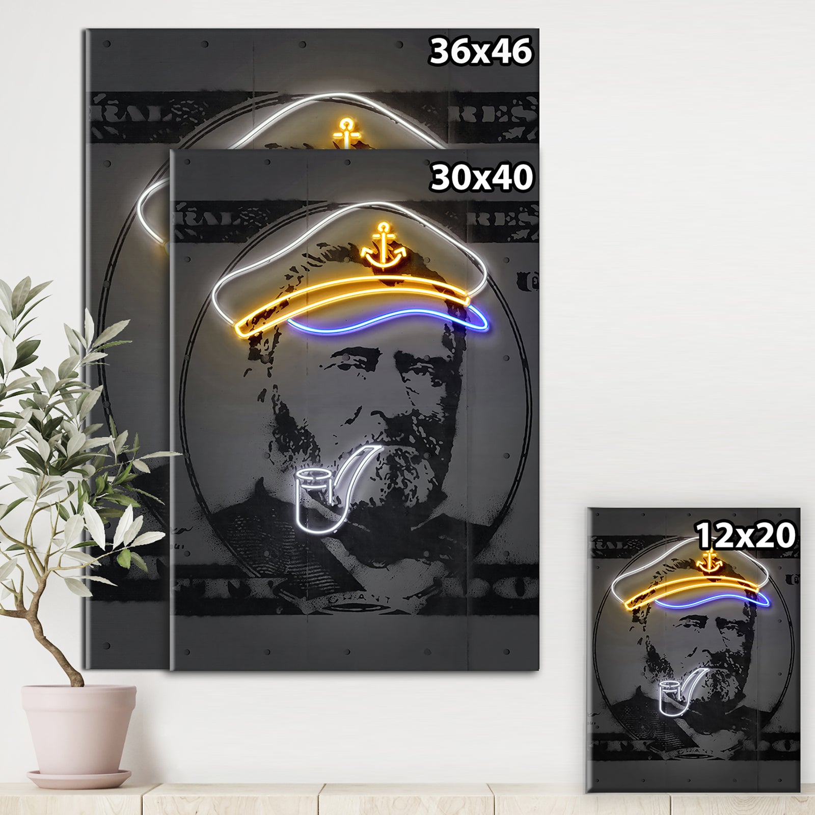 Grant 50 Dollar Neon - Modern & Contemporary Premium Canvas Wall Art