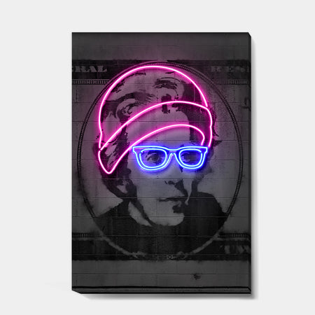 Jackson Neon Dollar Bill - Modern & Contemporary Canvas Wall Art