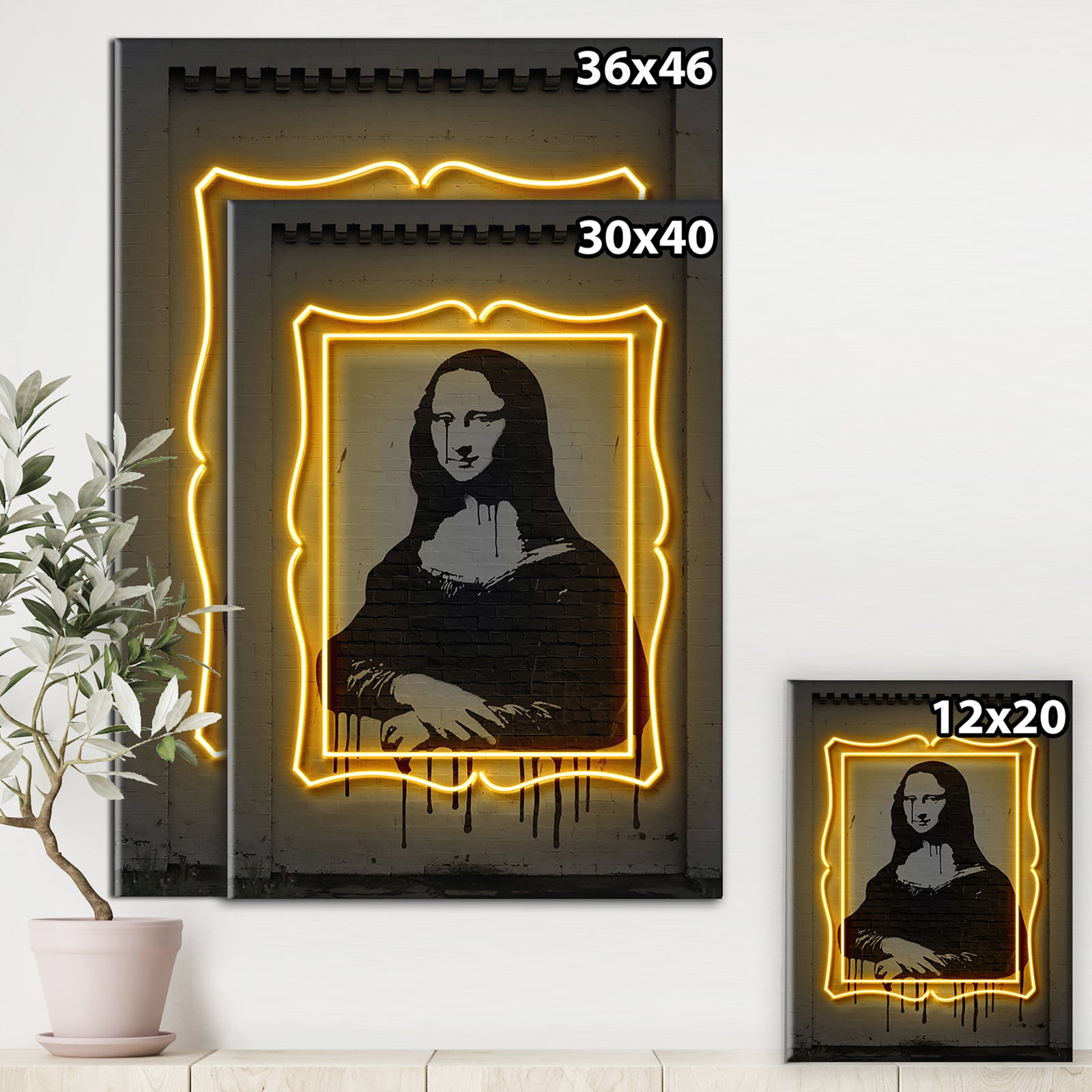 Mona Lisa Neon - Modern & Contemporary Canvas Artwork