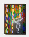 Girl In Neon Rainbow Raindrops - Modern & Contemporary Canvas Artwork