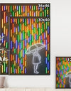 Girl In Neon Rainbow Raindrops - Modern & Contemporary Canvas Artwork