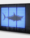 Blue Neon Shark - Modern & Contemporary Canvas Wall Art