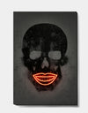 Smiling Red Lips Neon Skull - Modern & Contemporary Canvas Artwork